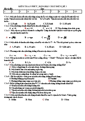 Đề kiểm tra về Động học chất điểm môn Vật lí lớp 10 (Có đáp án)